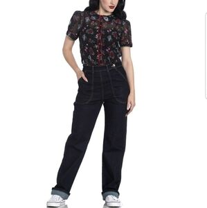 Hell Bunny Retro 50s Pinup Weston Jeans, size Large